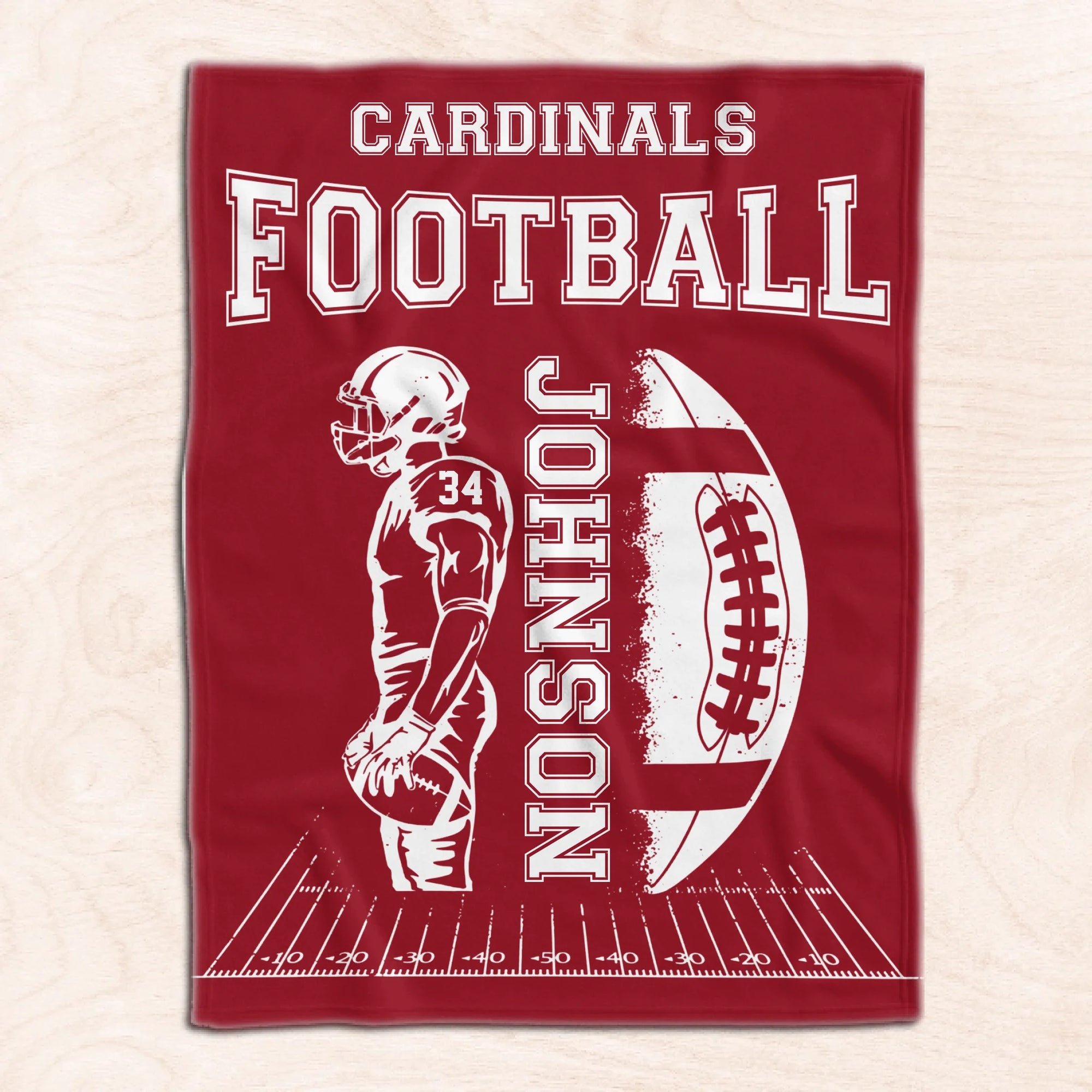 Custom Football Blanket with Name and Number - Personalized Blanket, Sports Blanket, Team Gift, Gift for him, Football Gift