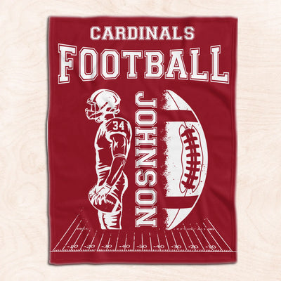Custom Football Blanket with Name and Number - Personalized Blanket, Sports Blanket, Team Gift, Gift for him, Football Gift