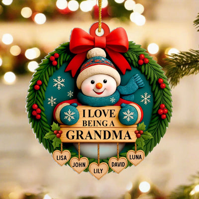 Love Being A Grandma - Personalized Acrylic Ornament, Grandma Ornament, Family Gift