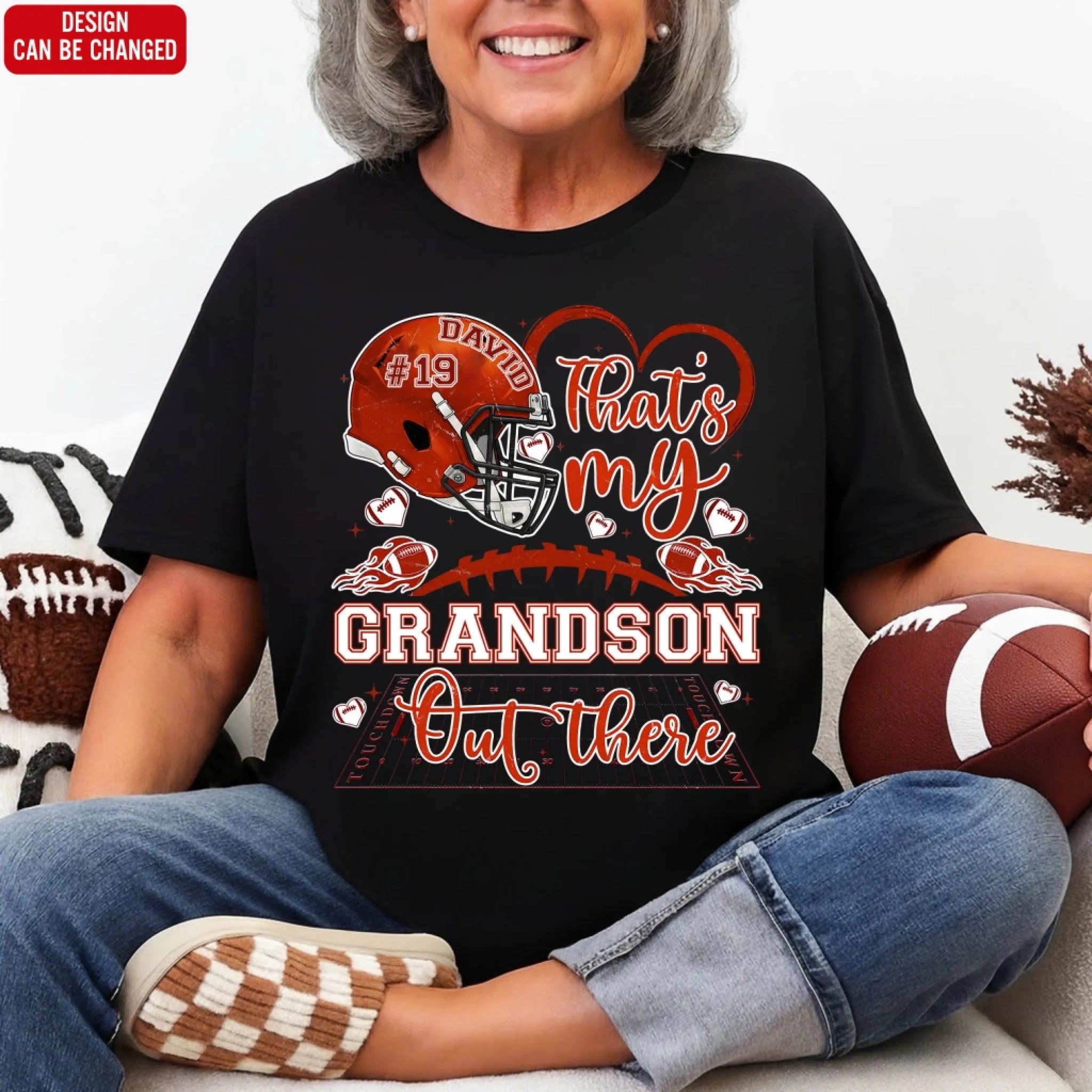 Grandma's Football Game, That's My Grandson Out There - Personalized T-Shirt, Gift For Football Fan
