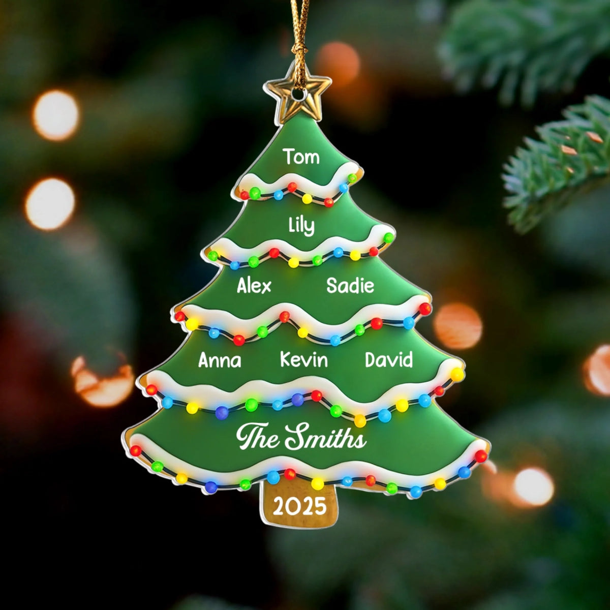 Christmas Tree With Name Family - Personalized Acrylic Ornament, Gift For Family