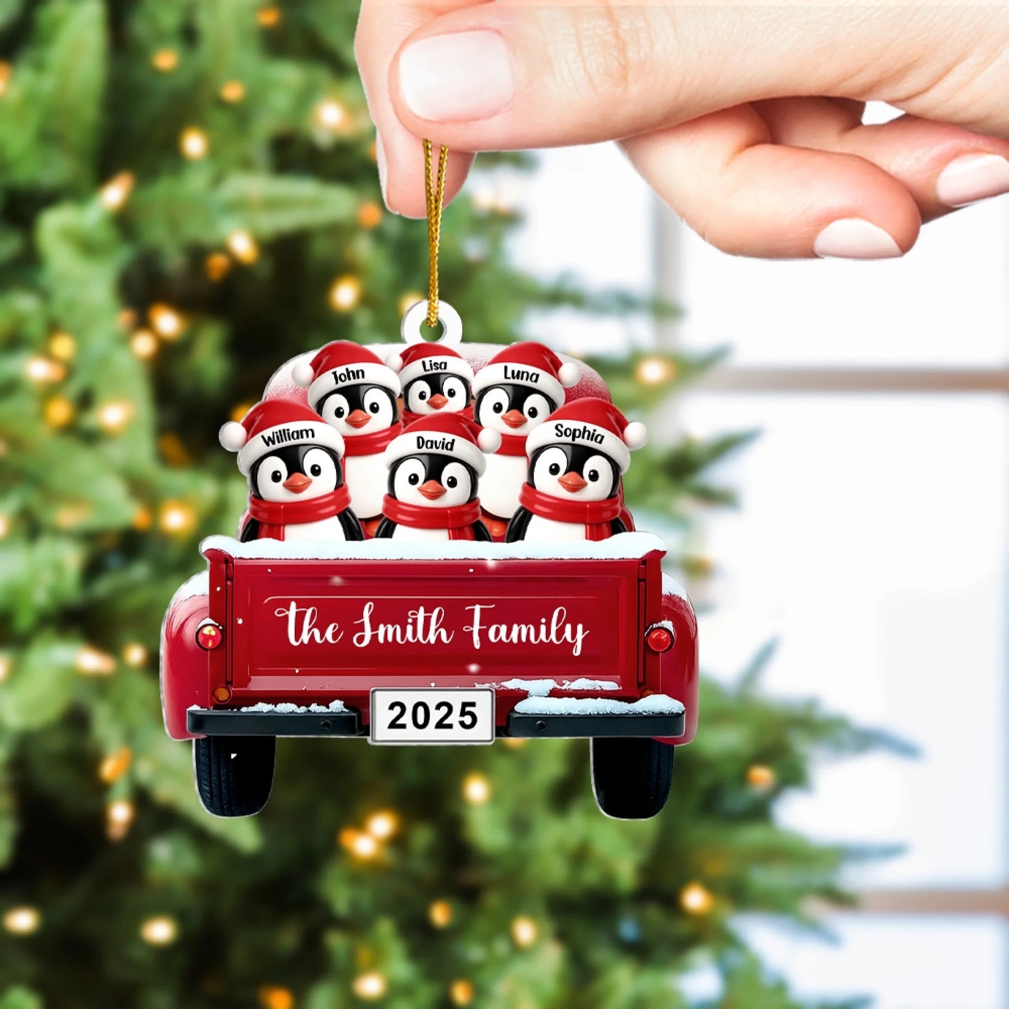 Penguin Family Christmas With Red Truck mk 5