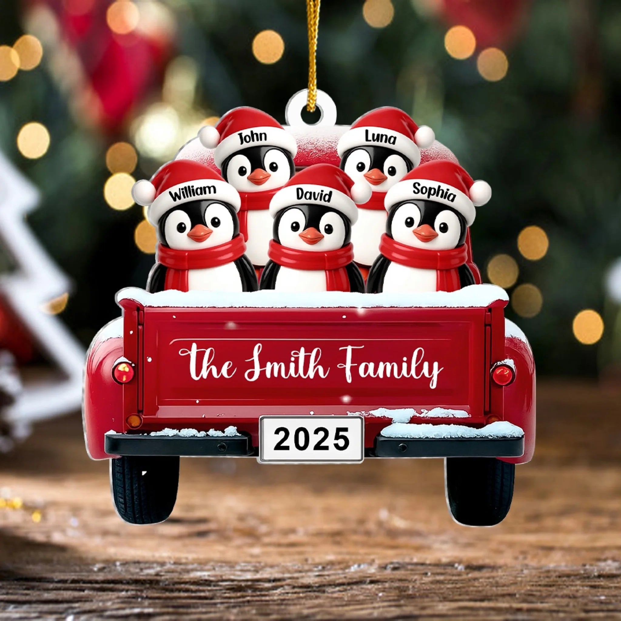 Penguin Family Christmas With Red Truck mk 4