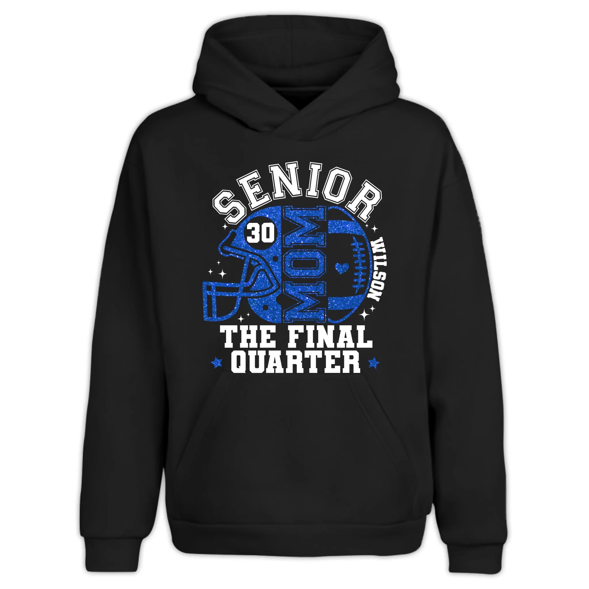 Custom Senior Mom the Final Quarter - Personalized Hoodie, Custom Football Grandma/Grandpa Gift