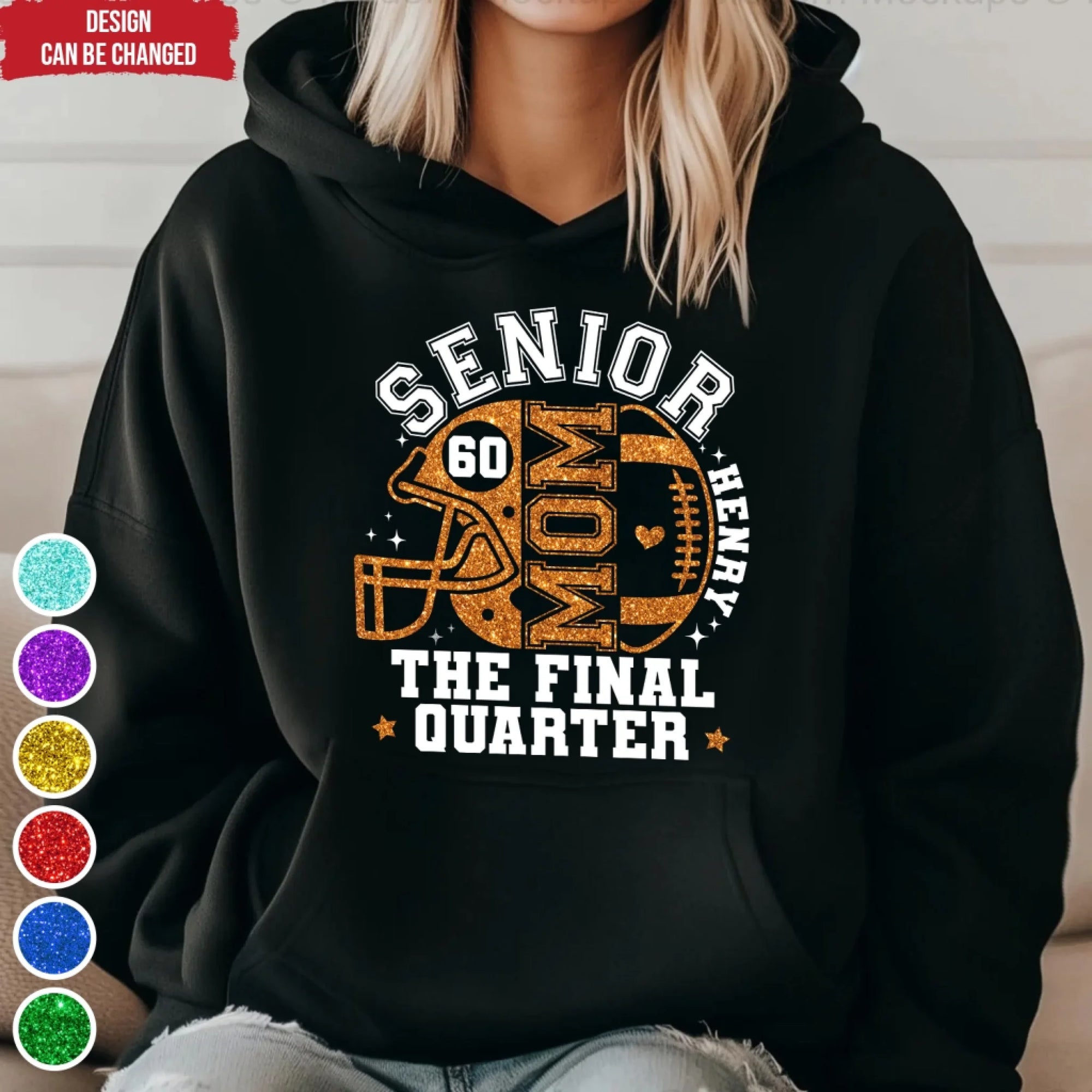 Custom Senior Mom the Final Quarter - Personalized Hoodie, Custom Football Grandma/Grandpa Gift