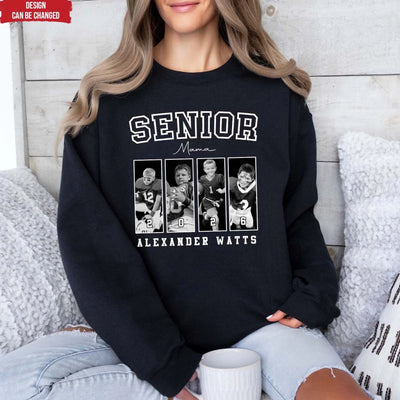 Custom Senior Football Mama - Personalized Hoodie, Custom Photo Football Mom Hoodie, Gift For Football Mom/Grandma