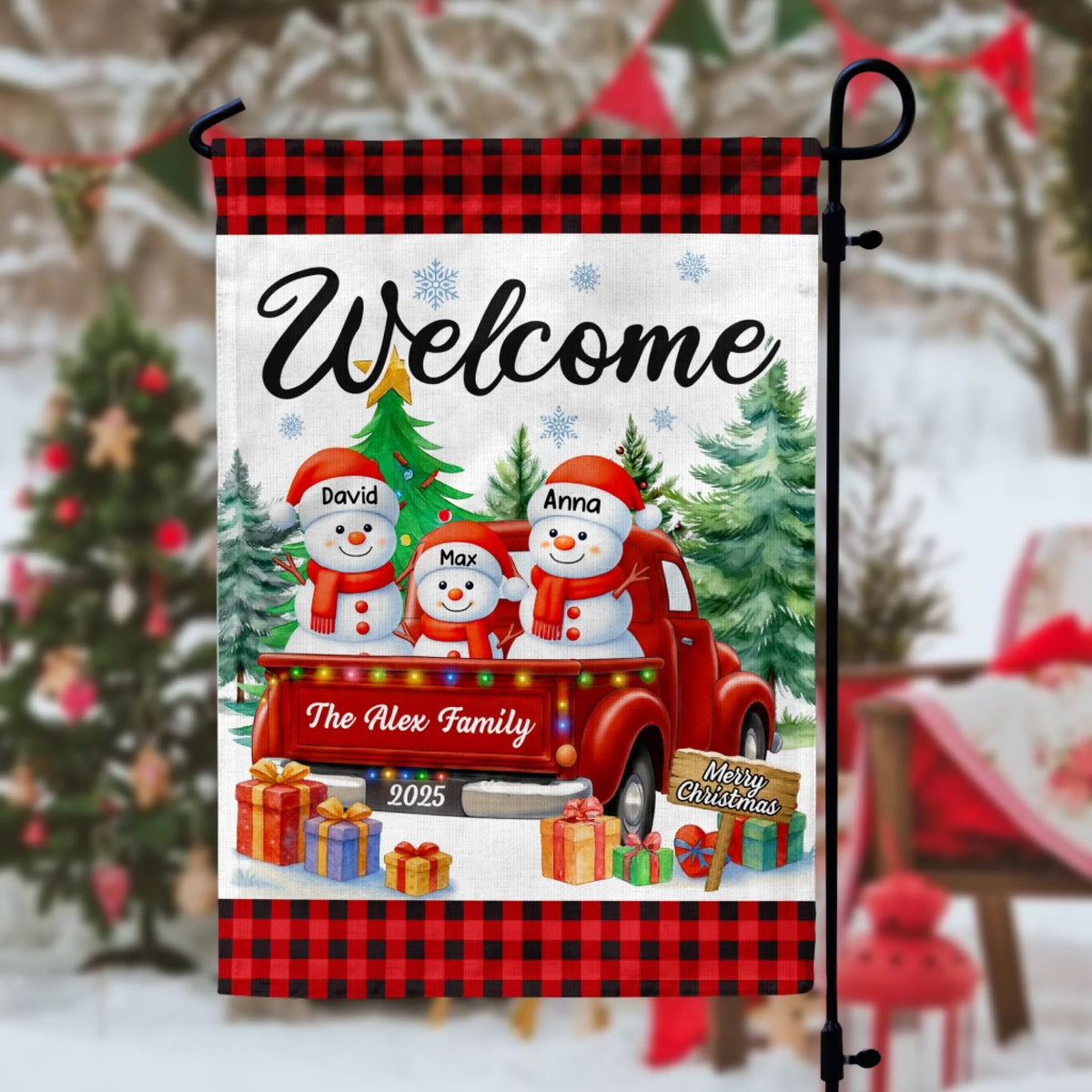 Welcome To Snowman Family - Personalized Garden Flag, Gift For Family, Christmas Decoration