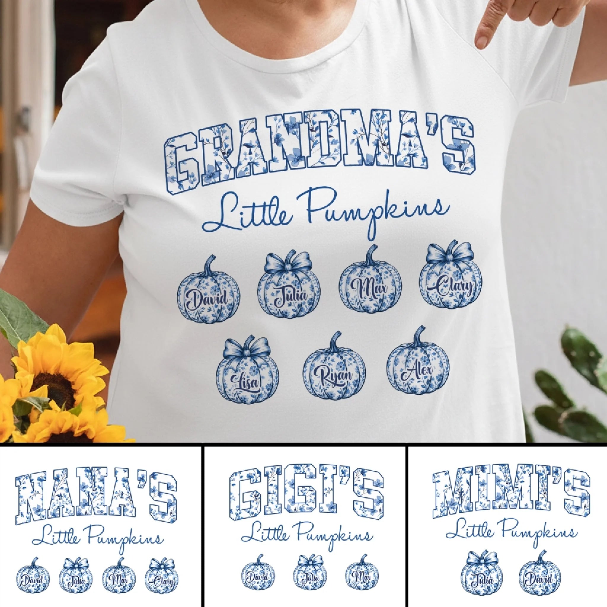 Grandma's Little Pumpkins - Personalized T-shirt, Gift For Grandma, Fall Grandma