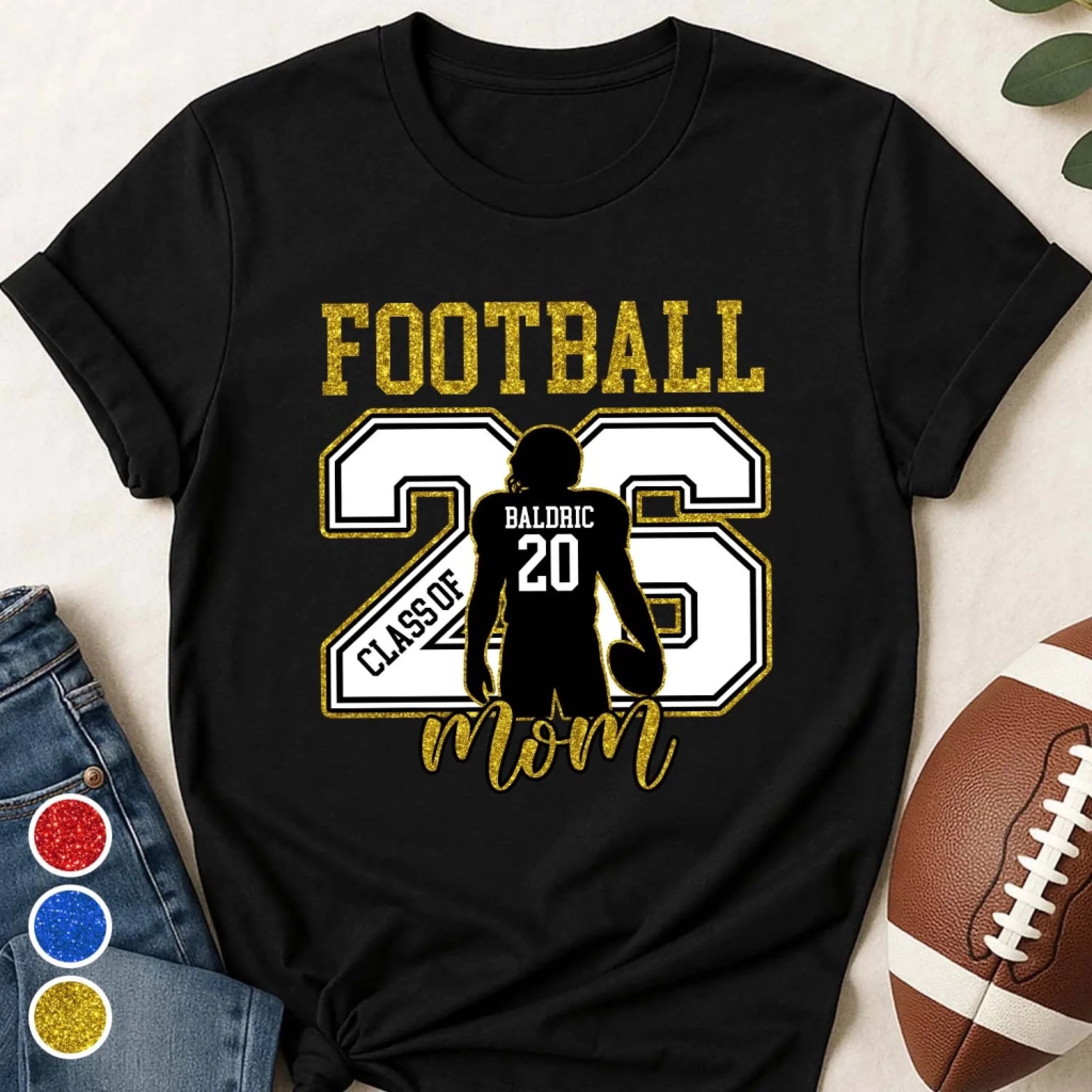 Football Mom Class Of 2026 - Personalized T-shirt, Gift for Football Mom/Grandma, Football Senior Mom Shirt