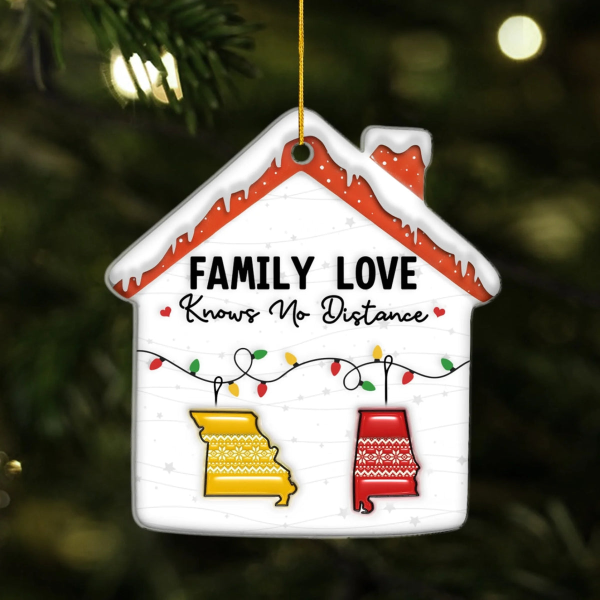 Family Love Knows No Distance - Personalized Acrylic Ornament, Family Gift, Family Ornament
