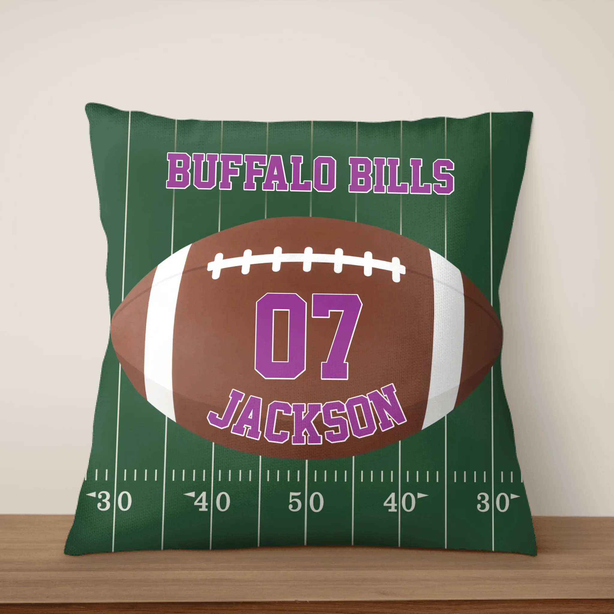 Filed Football Pillow Custom Name - Personalized Pillow, Sports Pillow, Team Gift, Gift for him, Football Fan Gift