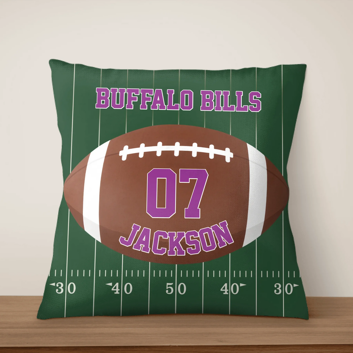 Filed Football Pillow Custom Name - Personalized Pillow, Sports Pillow, Team Gift, Gift for him, Football Fan Gift