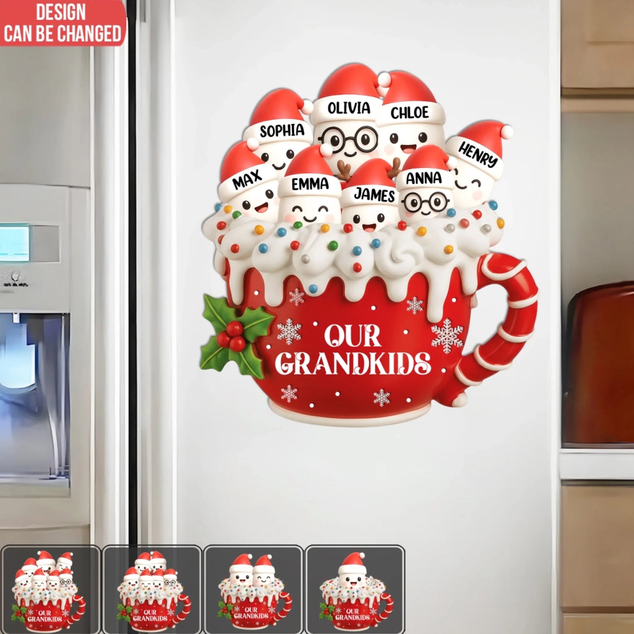 Christmas Marshmallow Family - Personalized Decal, Gift For Family Members, Xmas Decor