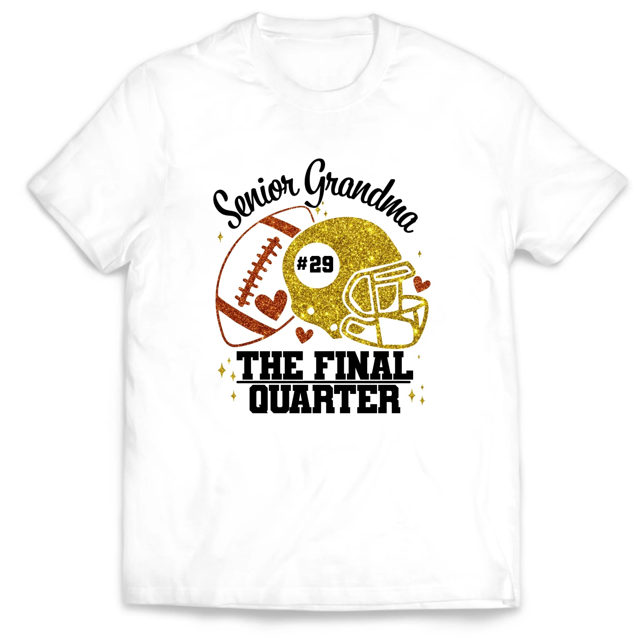 Football Senior Mom - Personalized T-Shirt, Gift for Football Mom/Grandma, Glitter Football Family Shirt