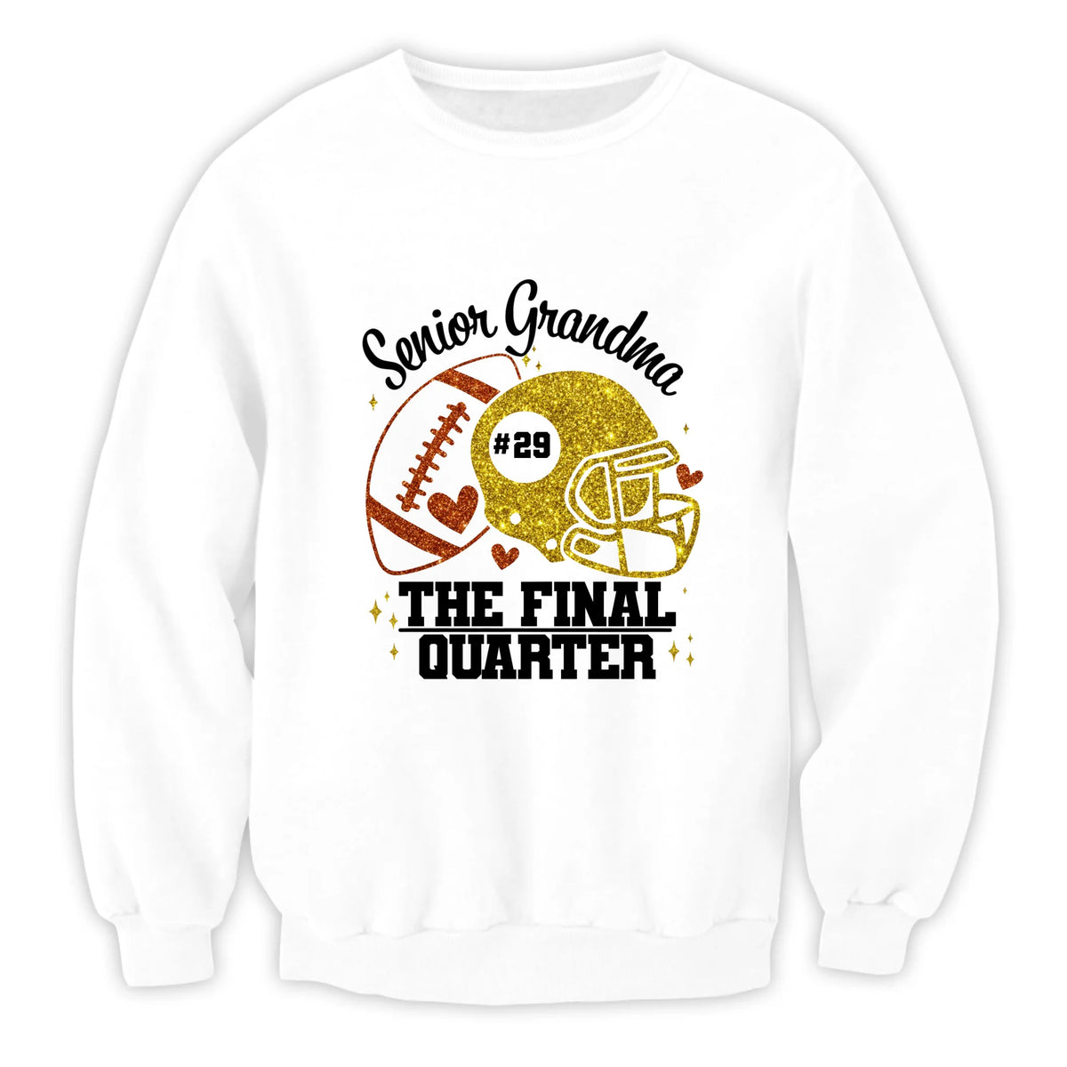 Football Senior Mom - Personalized T-Shirt, Gift for Football Mom/Grandma, Glitter Football Family Shirt