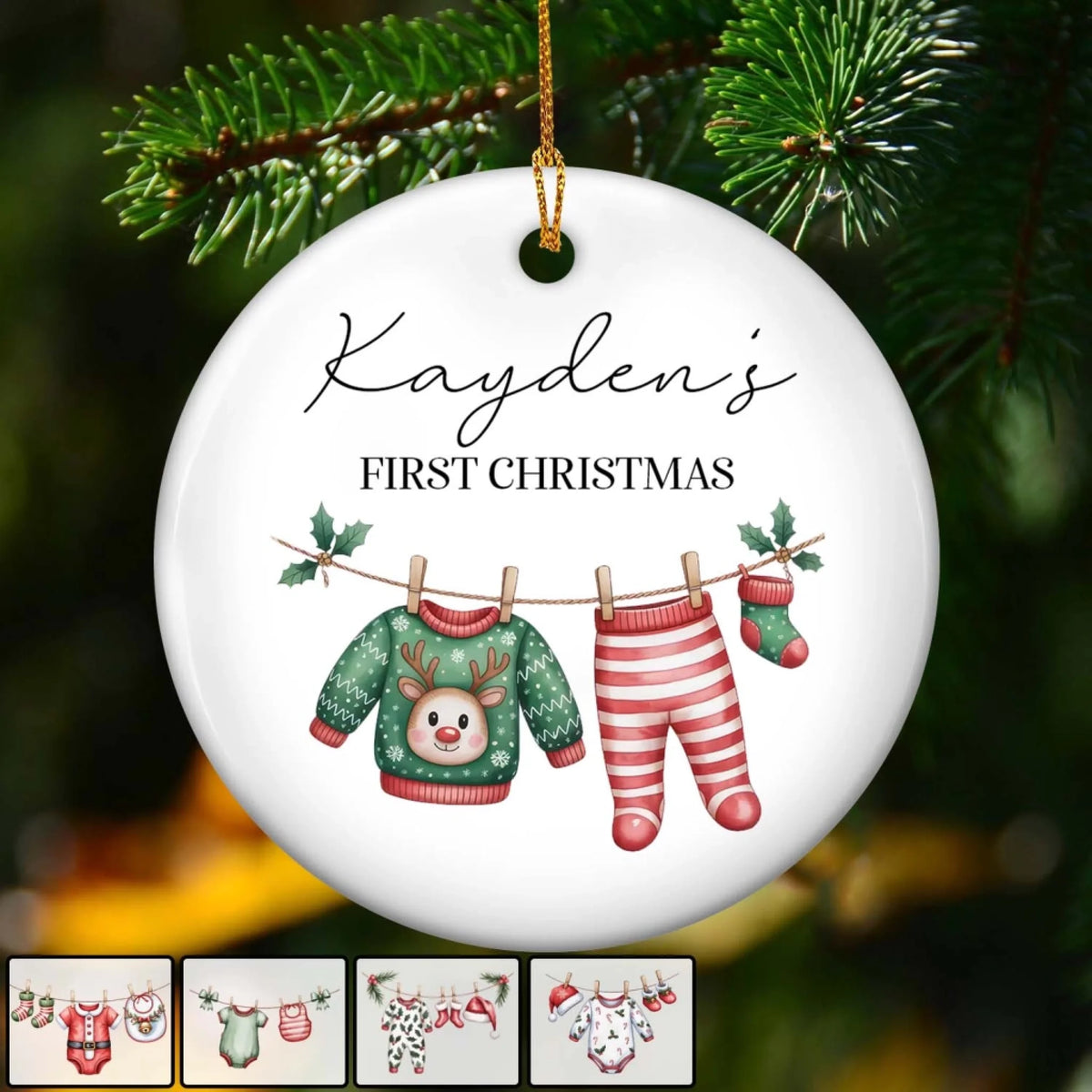 Custom Baby's First Christmas - Personalized Ceramic Ornament, Gift For Family