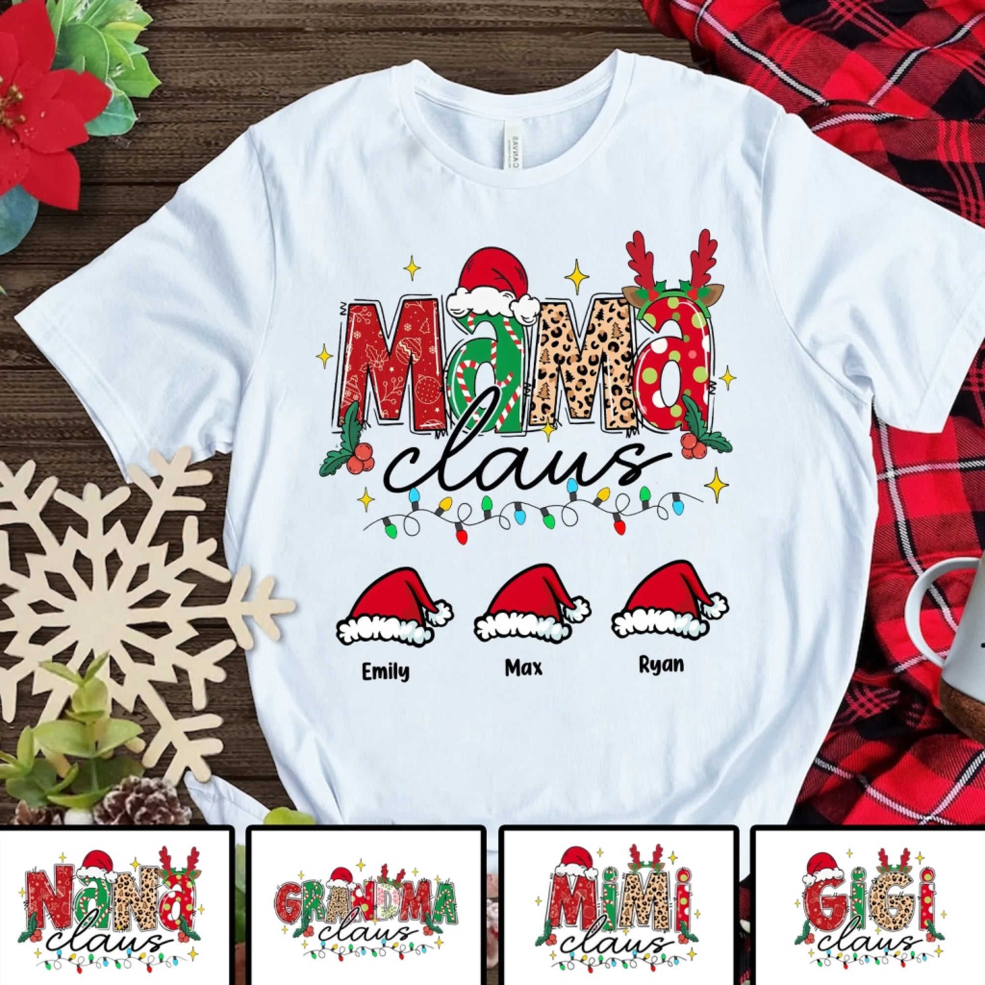 Christmas Mama Claus - Personalized T-Shirt, Gift For Grandma, Mom, Family