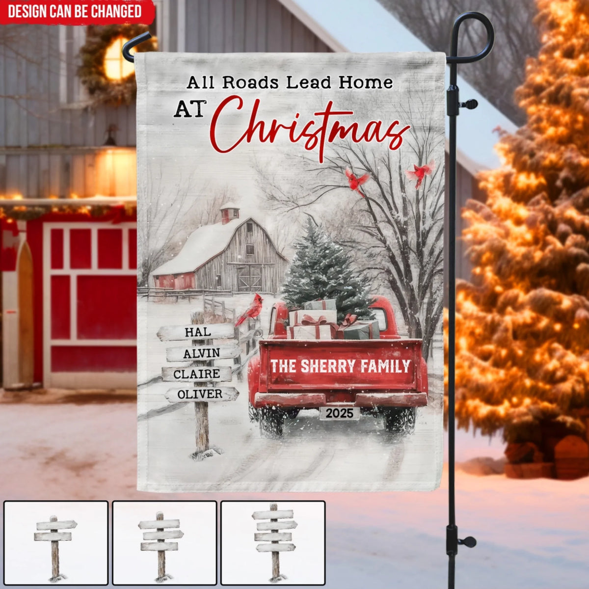 All Roads Lead Home At Christmas - Personalized Garden Flag, Christmas Gift For Family