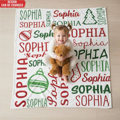 Holiday Kids Name - Personalized Blanket, Gift For Kids, Christmas Gift For Kids