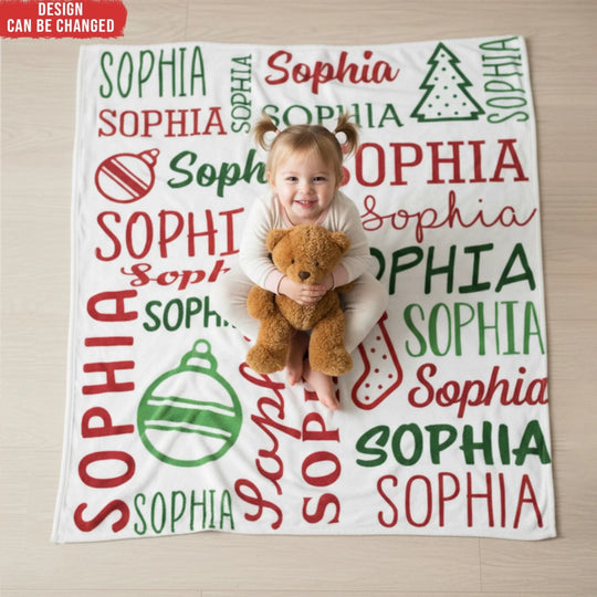 Holiday Kids Name - Personalized Blanket, Gift For Kids, Christmas Gift For Kids