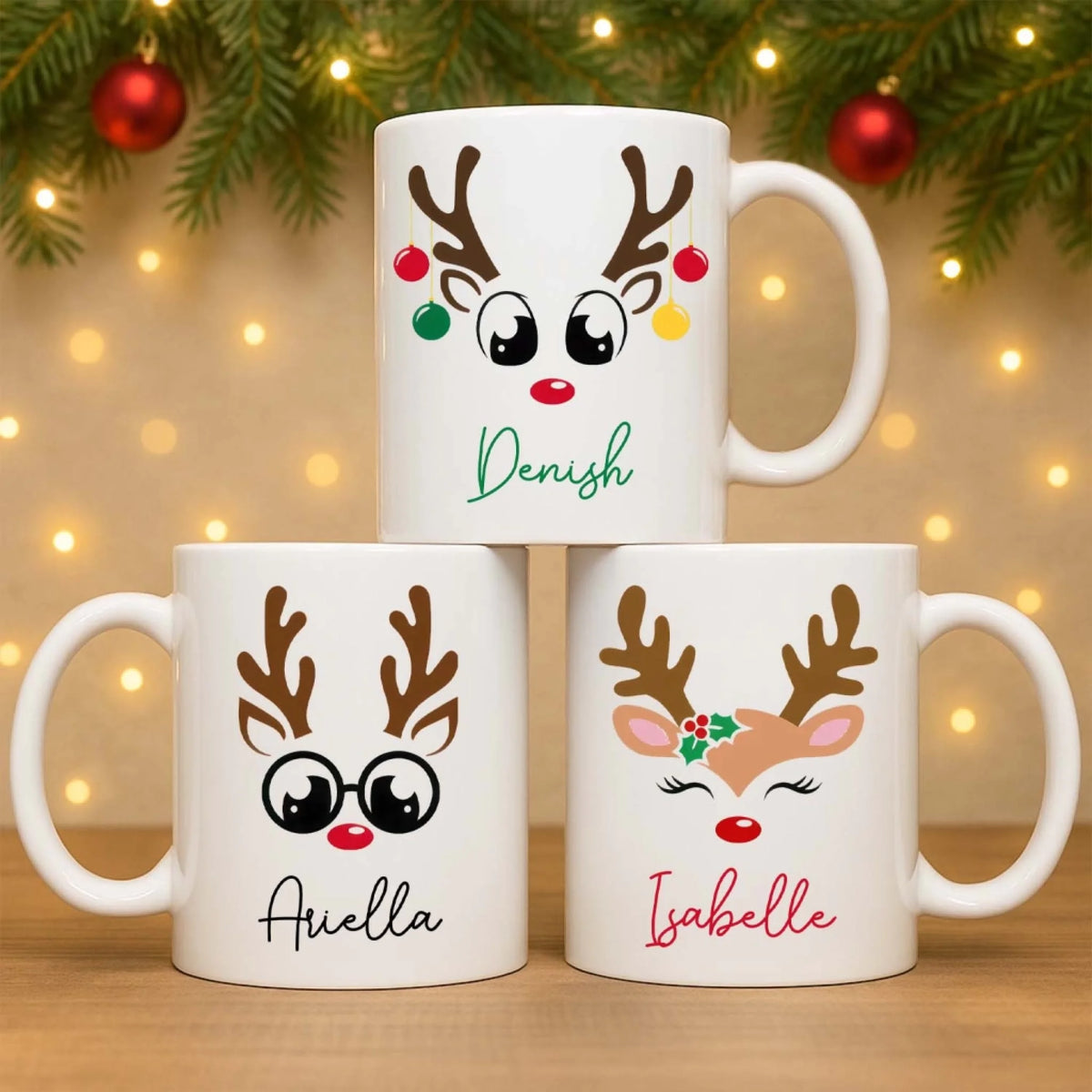 Christmas Reindeer Custom Kid's Name - Personalized Mug, Christmas Mug For Kid