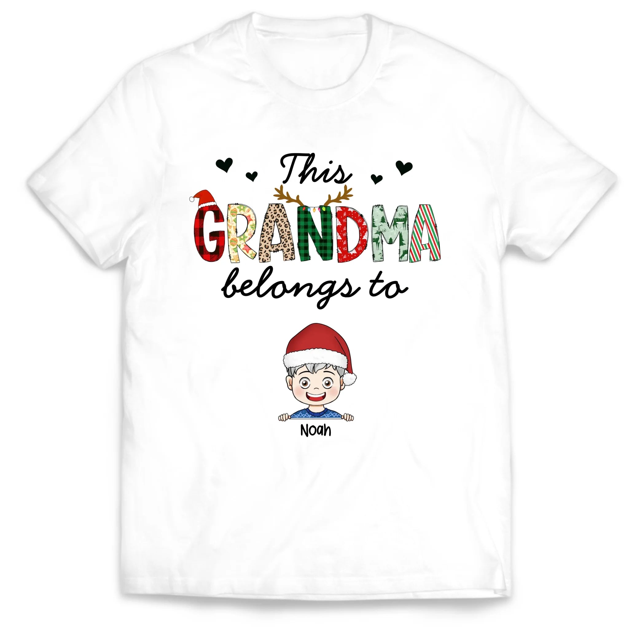 This Grandma Belongs To - Personalized T-Shirt, Christmas Gift for Grandma, Family Christmas Sweater