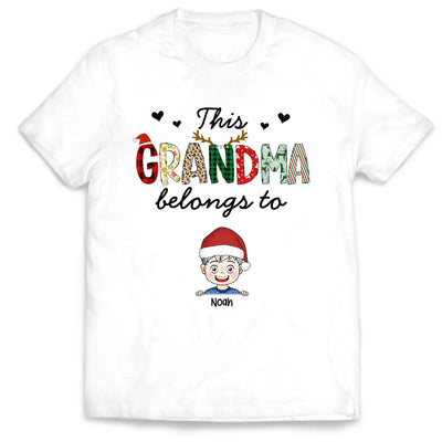 This Grandma Belongs To - Personalized T-Shirt, Christmas Gift for Grandma, Family Christmas Sweater