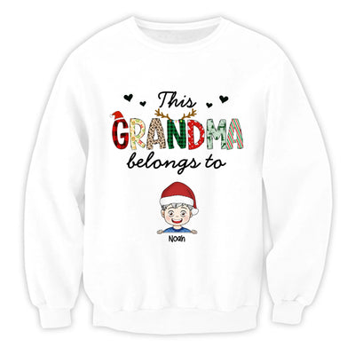 This Grandma Belongs To - Personalized T-Shirt, Christmas Gift for Grandma, Family Christmas Sweater