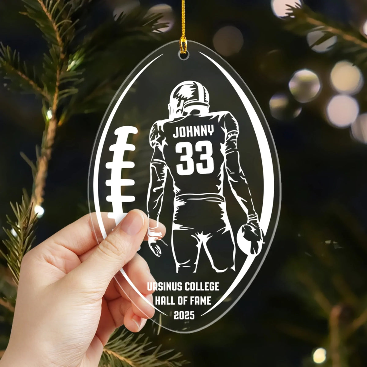 Football Player Name & Number - Personalized Acrylic Ornament, Gift For Football Lover