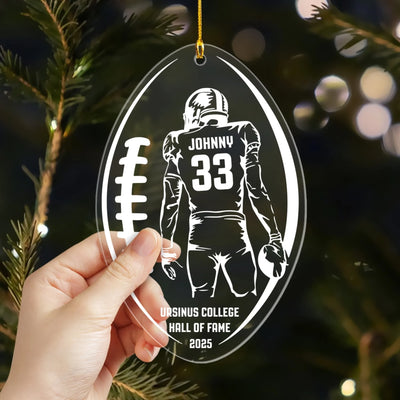 Football Player Name & Number - Personalized Acrylic Ornament, Gift For Football Lover