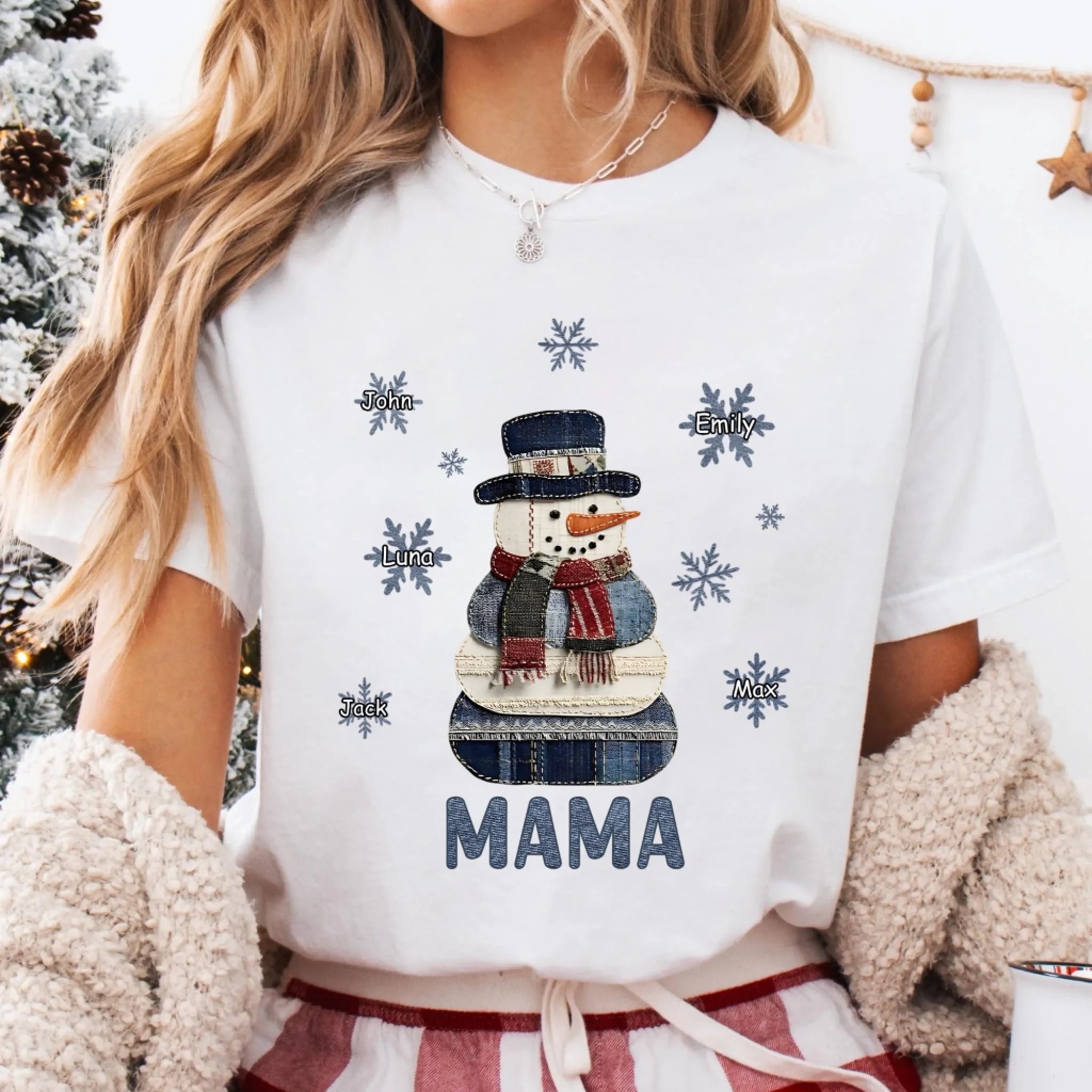Grandma Snowman Christmas - Personalized T-Shirt, Christmas Gifts For Mom/Grandma/Nana From Kids