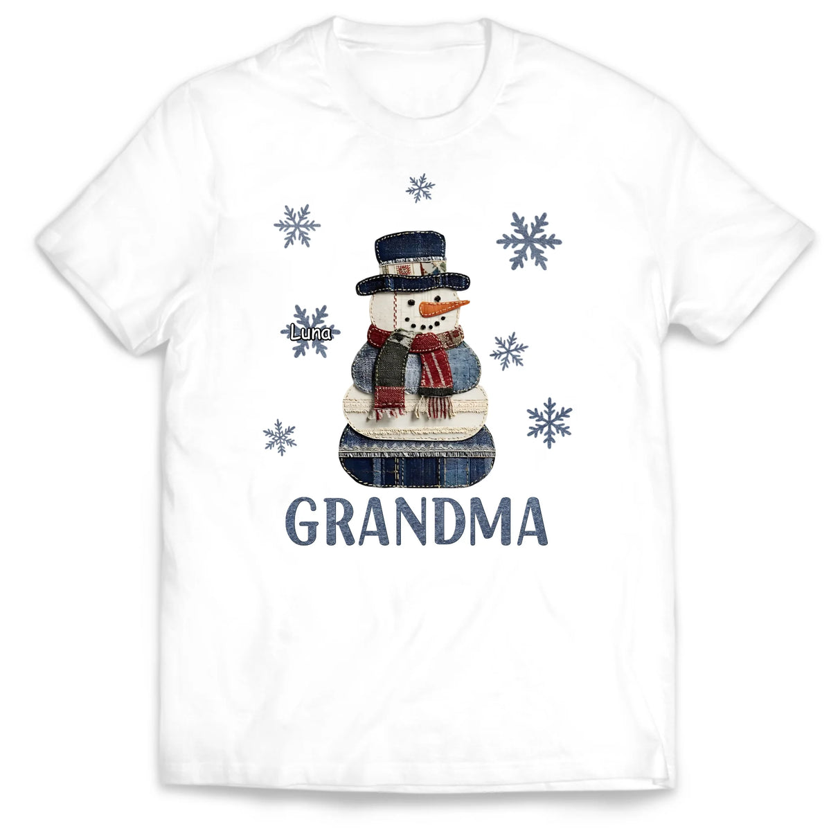 Grandma Snowman Christmas - Personalized T-Shirt, Christmas Gifts For Mom/Grandma/Nana From Kids