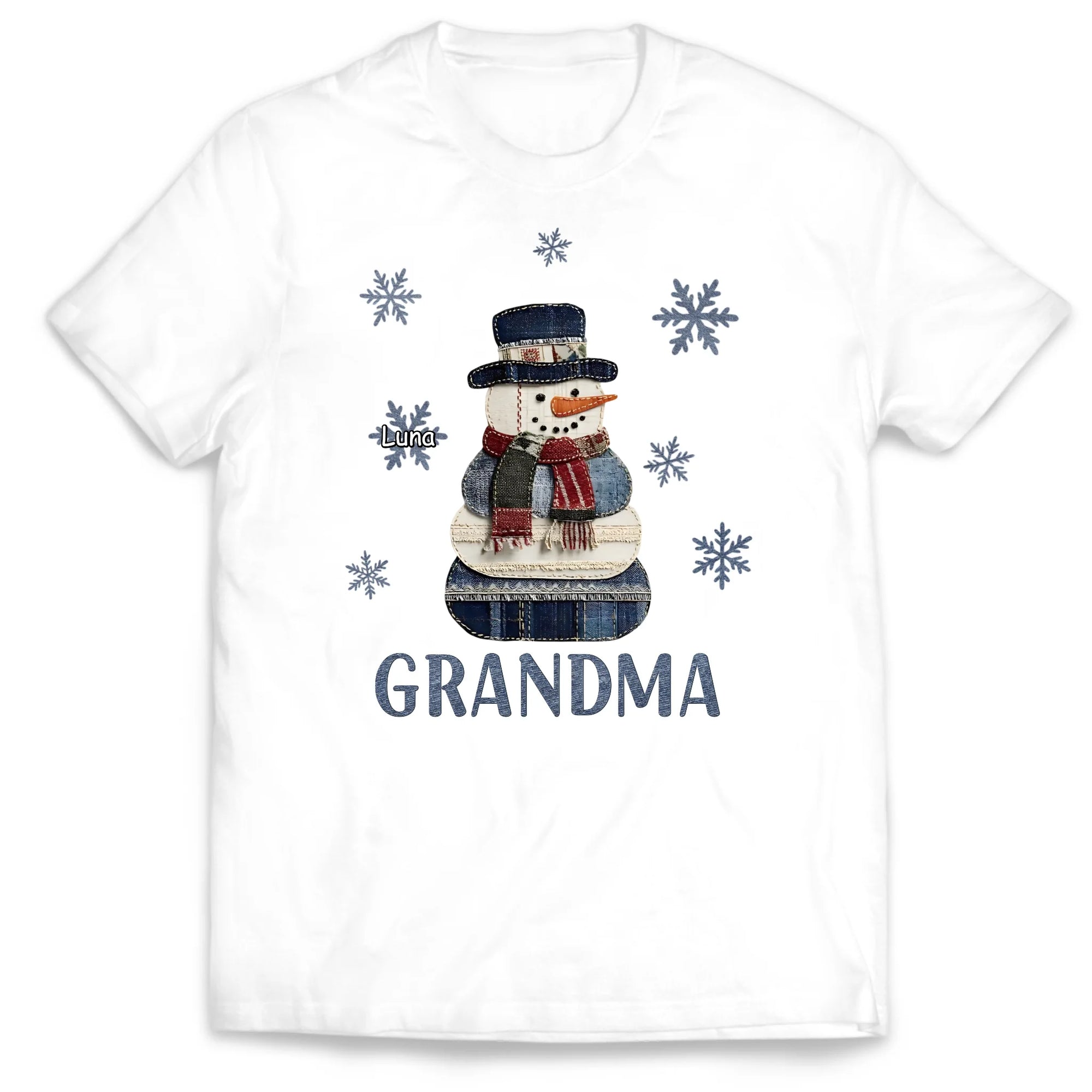 Grandma Snowman Christmas - Personalized T-Shirt, Christmas Gifts For Mom/Grandma/Nana From Kids