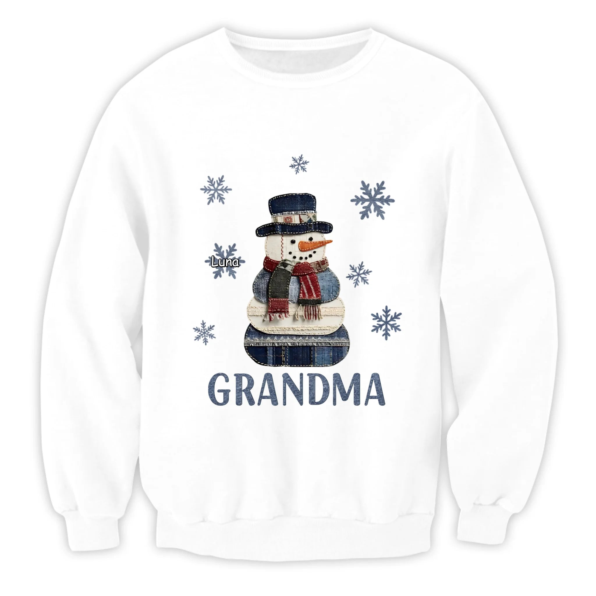 Grandma Snowman Christmas - Personalized T-Shirt, Christmas Gifts For Mom/Grandma/Nana From Kids