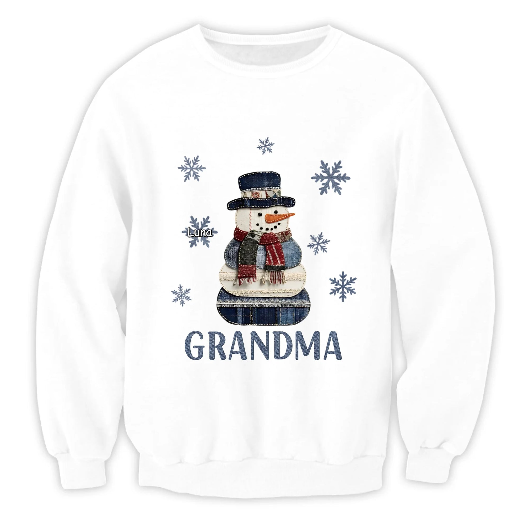 Grandma Snowman Christmas - Personalized T-Shirt, Christmas Gifts For Mom/Grandma/Nana From Kids