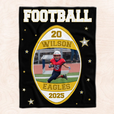 Football Player Touchdown Season - Personalized Blanket, Custom Name Number & Team Name Blanket, Gift For Football Lovers