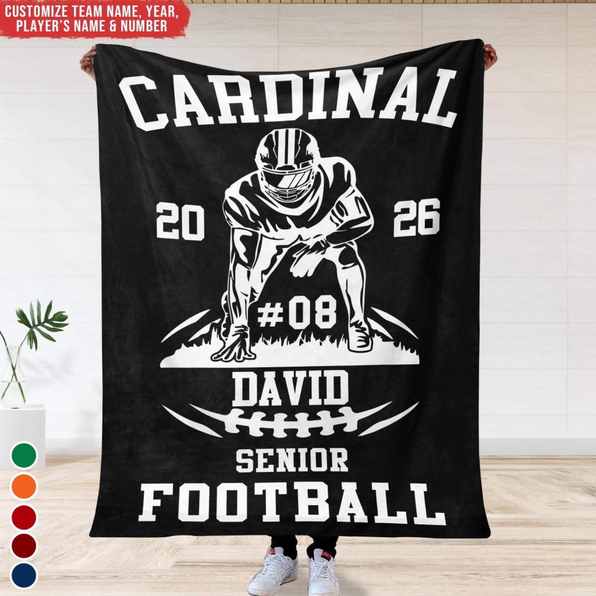 Senior Football Blanket - Personalized Blanket, Gift for Football Player, Gift For Him, Team Gift