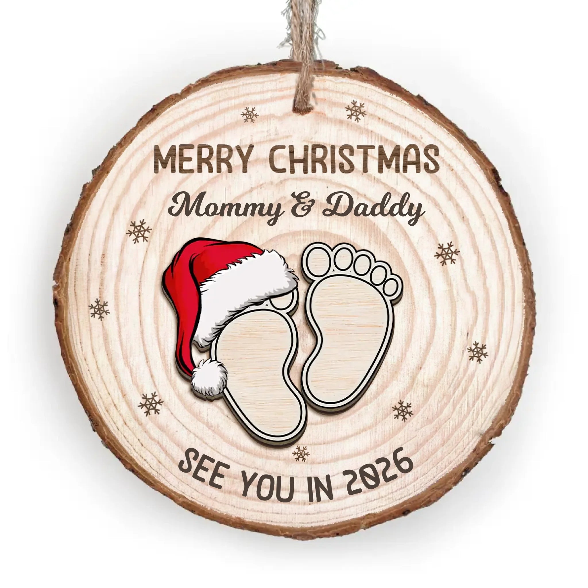 Baby Expecting See You In 2026 - Personalized Wood Slice Ornament, Baby Announcement Christmas Ornament