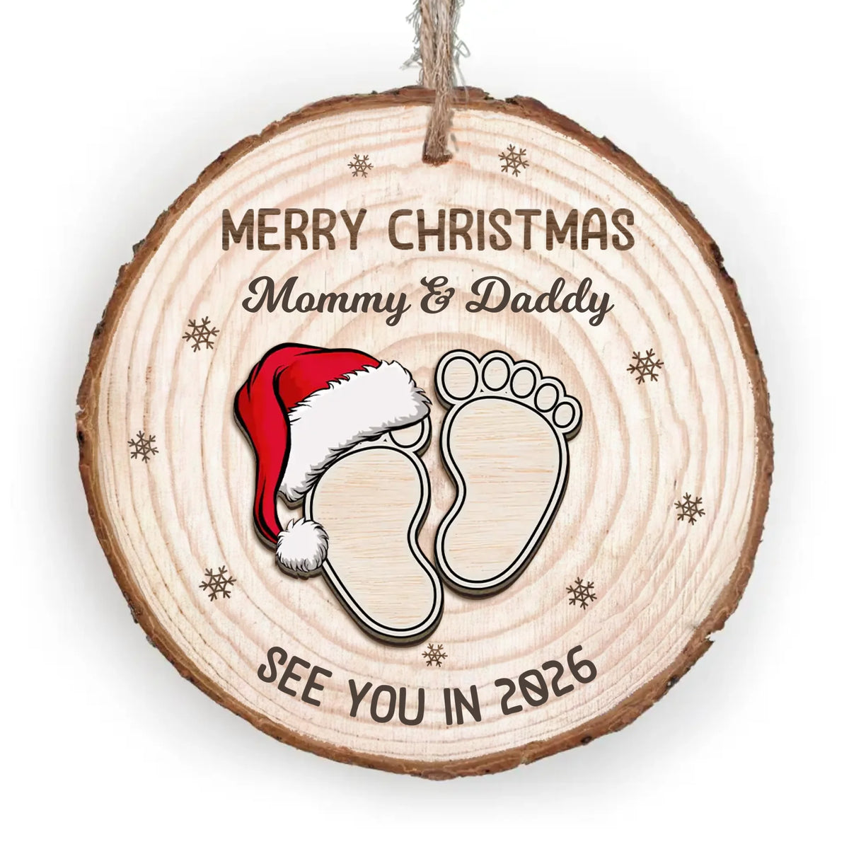 Baby Expecting See You In 2026 - Personalized Wood Slice Ornament, Baby Announcement Christmas Ornament