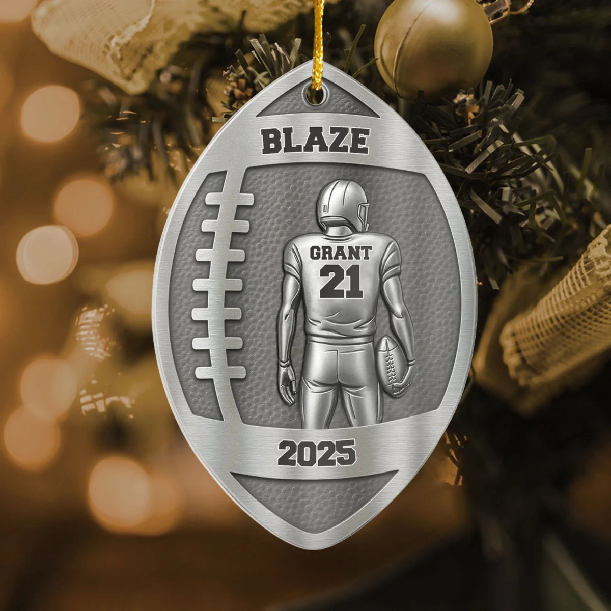 American Football - Personalized Acrylic Ornament, Gift For Football Lover, Metal Football Gift