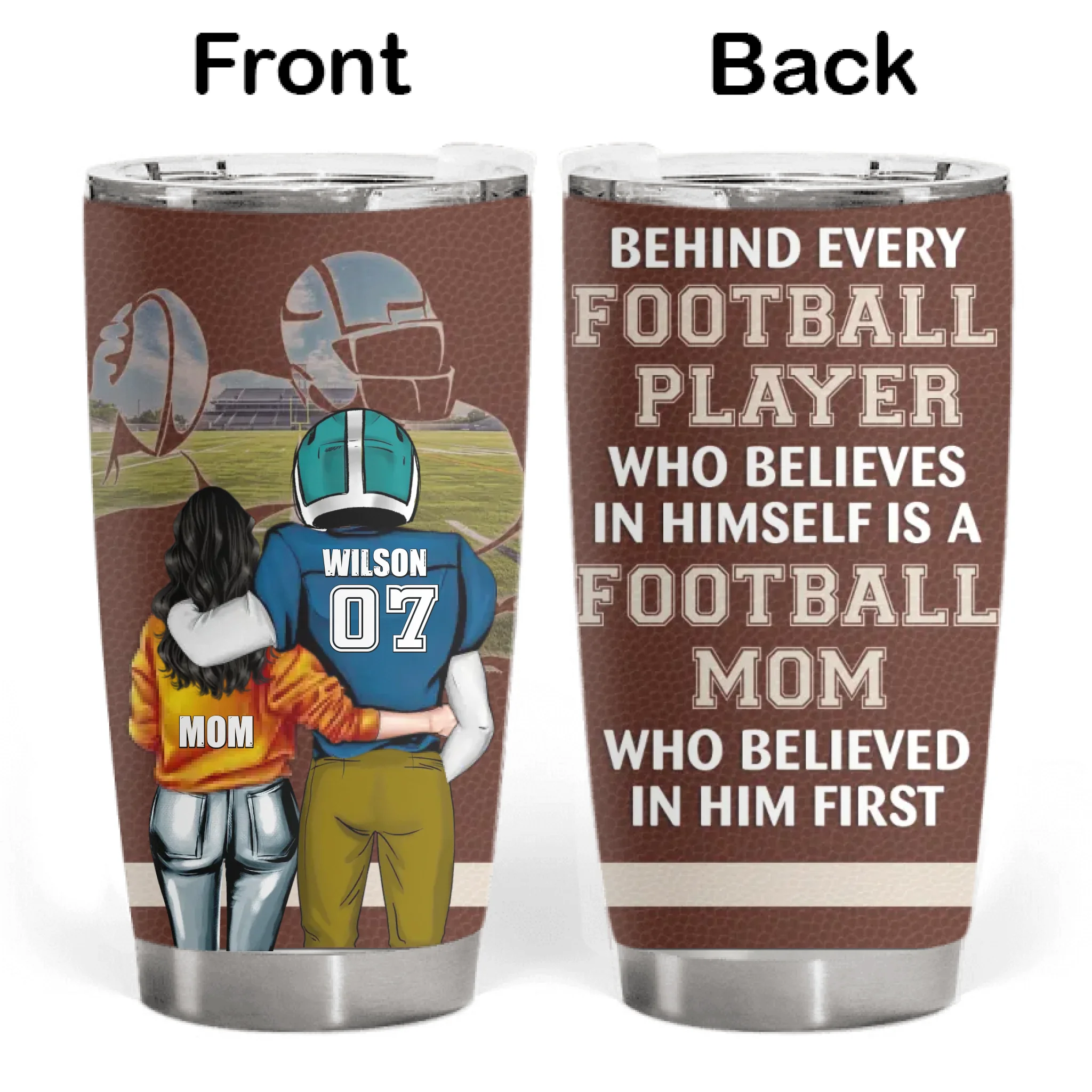 Football Mom Behind Every Football Player - Personalized Tumbler, Mom And Son Gift, Custom Football Tumbler - TL173UP