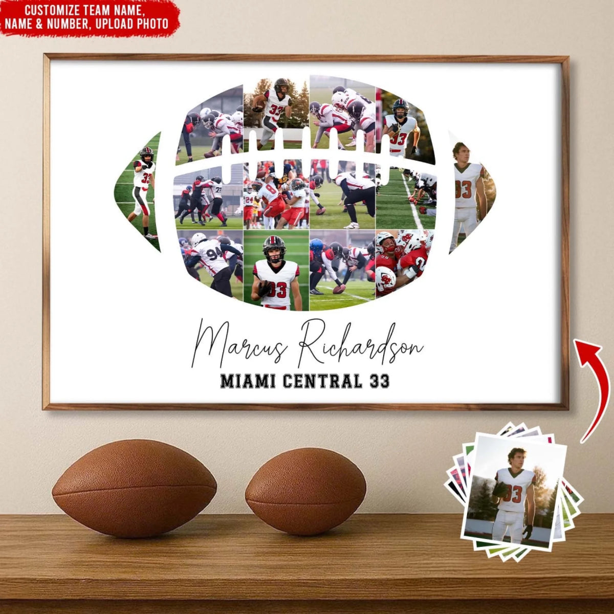 Football Photo Collage Senior - Personalized Poster, Gift For Football Lover