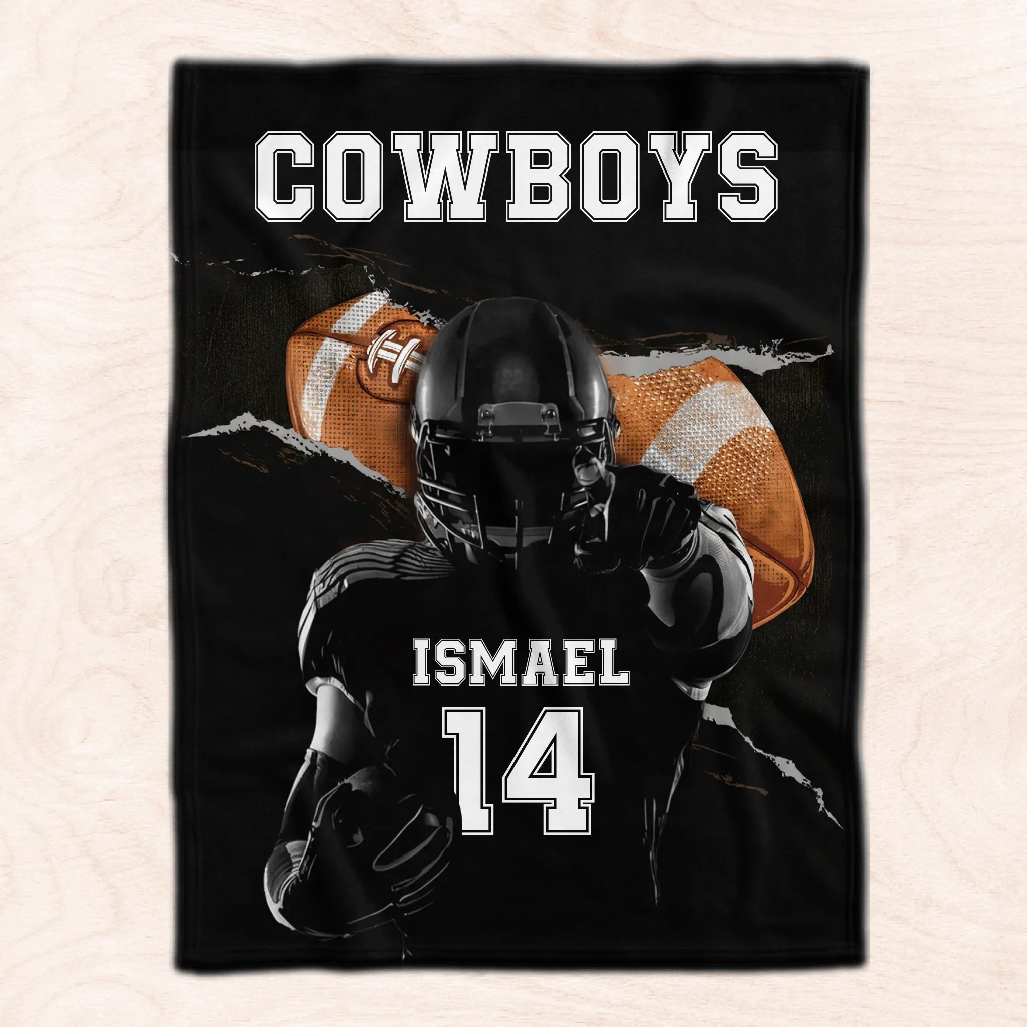 Football Player - Personalized Blanket, Gift For Football Lovers, Custom Name And Number Football Blanket