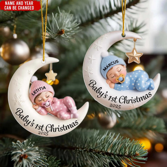 Newborn Baby 1st Christmas - Personalized Acrylic Ornament, Baby Shower Gift