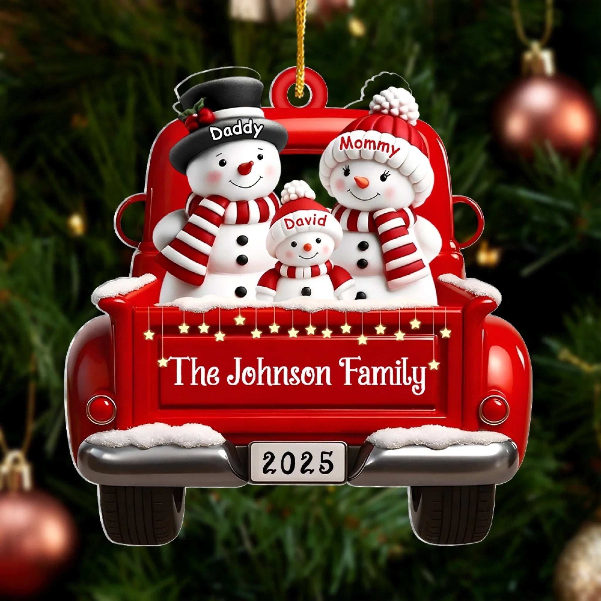 Snowman Parents & Kids With Red Truck mk 4