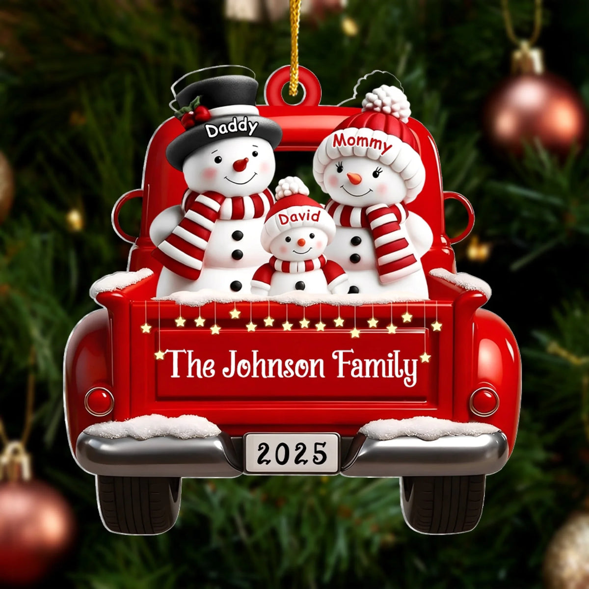 Snowman Parents & Kids With Red Truck mk 4