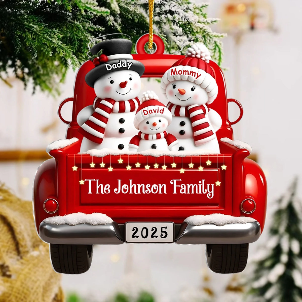 Snowman Parents & Kids With Red Truck mk 5