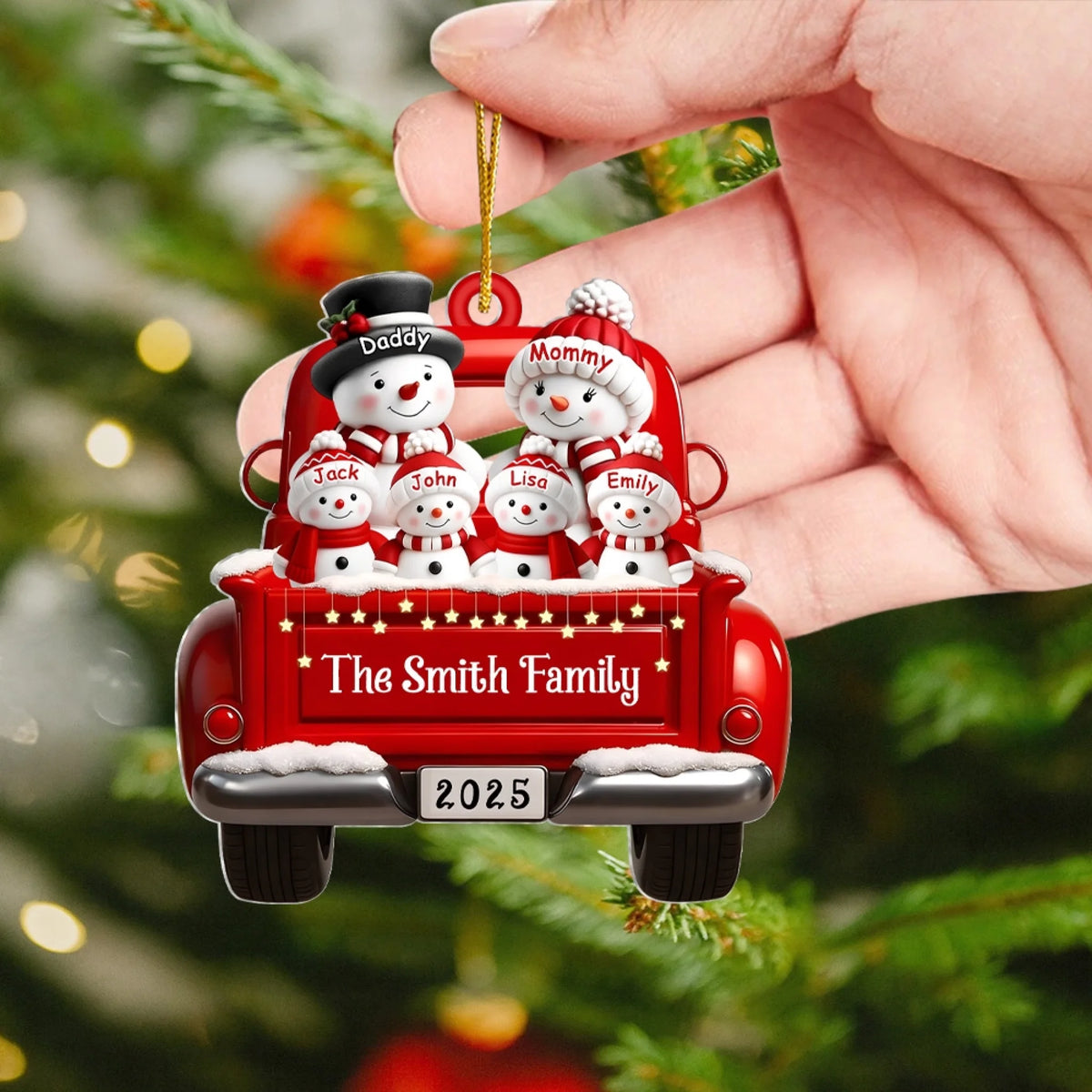 Snowman Parents & Kids With Red Truck mk 2