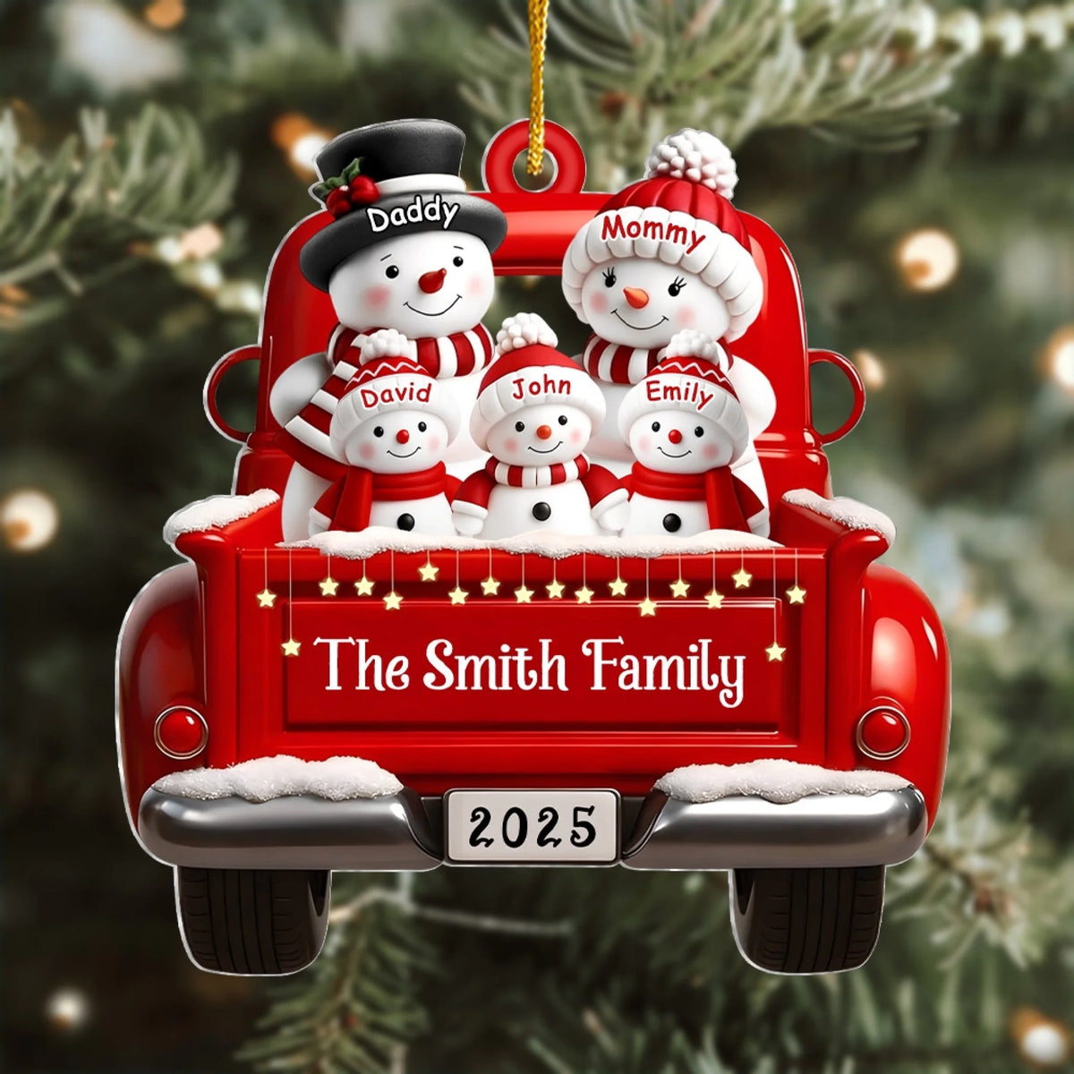 Snowman Parents & Kids With Red Truck mk 3