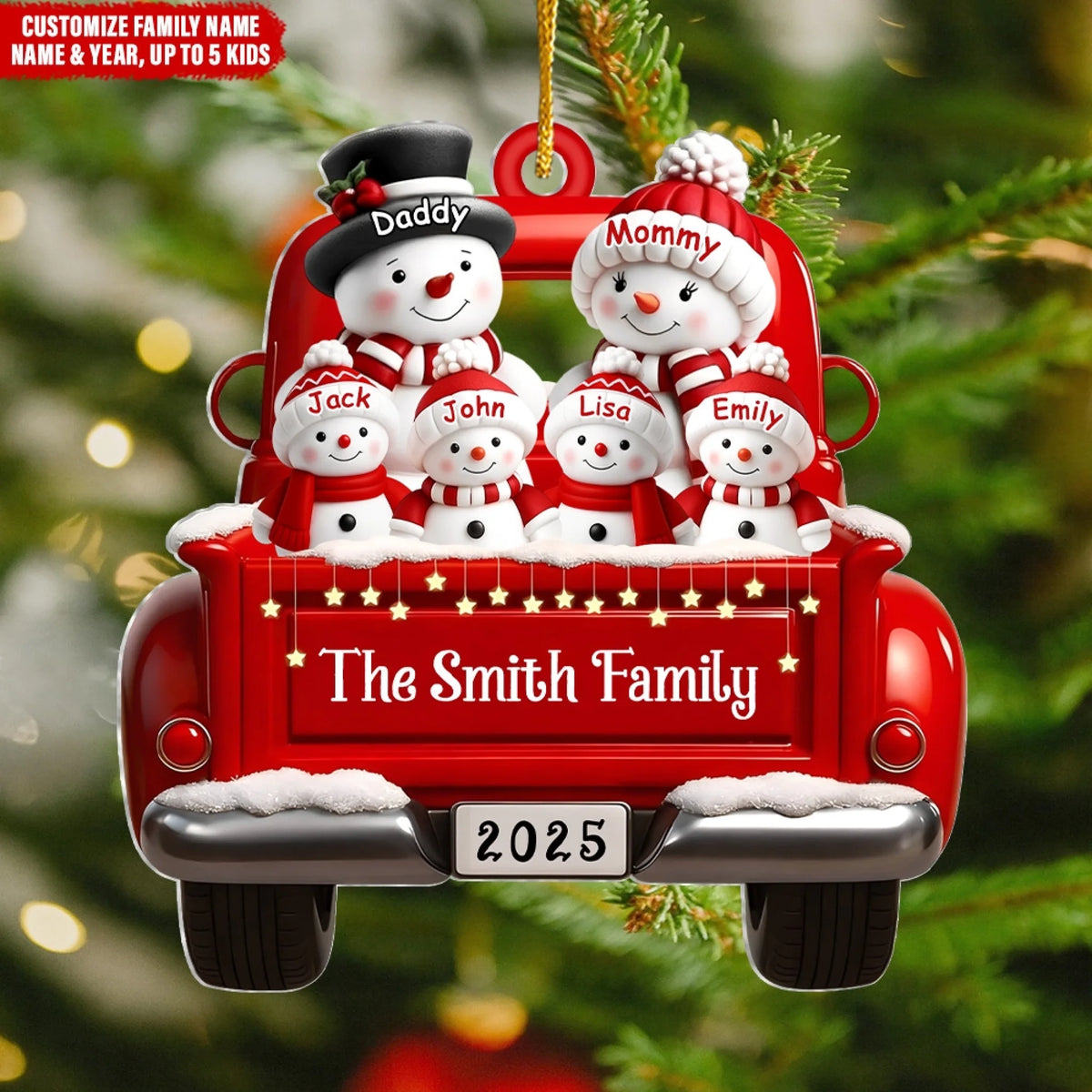 Snowman Parents & Kids With Red Truck mk ads
